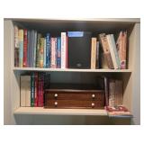 Misc Books & Wooden Spool Cabinet (Speaker Not