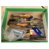 Box of Screwdrivers, Chisels, Etc