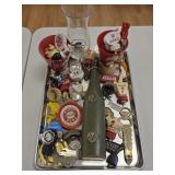 Tray of Vintage Beer Collectibles