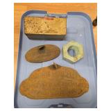 Cast Iron Stove Fronts, Brass Nut, Etc.