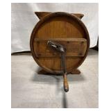 Vintage Wooden Hand Crank Barrel Butter Churn