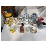 Mushroom Canisters, Porcelain Chairs, Etc