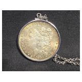 1883O Morgan Silver US Dollar Coin in Necklace