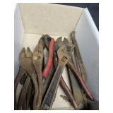 Box of Various Wrenches & Pliers