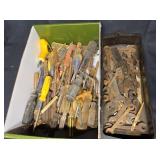 Box of Various Wrenches & Screwdrivers