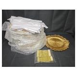 Gold Plastic Plates w/ White Napkins 150pcs