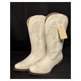 Roper White Cowboy Boots Size 7.5