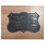 Vintage Union Iron Works Metal Sign