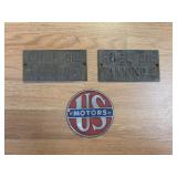 Vintage US Motors and Fuel Oil Metal Signs