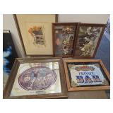 Framed Artwork and Bar Mirrors