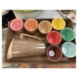 Vintage Raffiaware Plastic Pitcher and Cups