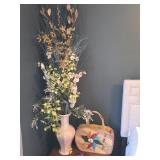 Faux Flowers, Alarm Clock, Purse