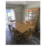 Large Dining Table, China Cabinet, Buffet & 6 Chai