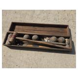 Vintage Wooden Croquet Set w/ Case