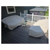 Outdoor Wicker Patio Set w/ Covers & Side Table