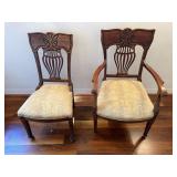 Two Vicorian Revival Wooden Chairs