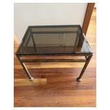 Glass and Metal Rectangle Side Table