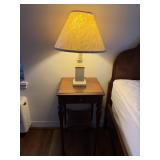 Wooden Side Table w/ Lamp