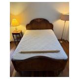 Vintage Double Wooden Bed Frame & Mattress