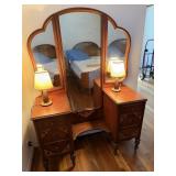 Art Deco Tri-Fold Vanity w/ Stool