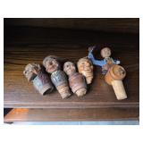 Vintage Carved Wood Cork Bottle Stoppers