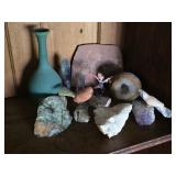 Geode, Crystals, Green Jasper, Carved Birds