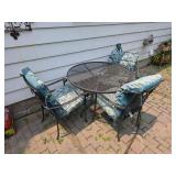 Metal Patio Table w/ 3 Chairs & Cushions