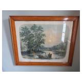 Vintage Framed Summer Moonlight On The Lake
