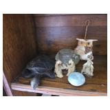 Wooden Sea Turtle, Chinese Mudmen Figurines, Owl