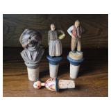 Vintage Carved Wood Cork Bottle Stoppers