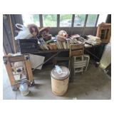 Books, Folding Table, Manequin Heads Misc Items