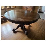 Antique Round Dining Table w/ Claw Feet