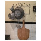 Pizza Peel, Metal Strainers & Funnel