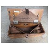 Antique Fold Out Wood / Copper Toolbox