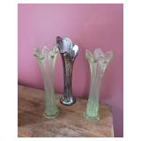 Vintage Carnival & Uranium Glass Vases