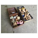 Wooden Bobbins & Thread
