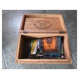 Wooden Cigar Box & Tobacco Silks