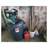 Garbage Can, Gasoline Can, Stakes, Etc.