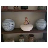 Porcelain Ginger Jars & Hummel Trinket Dish