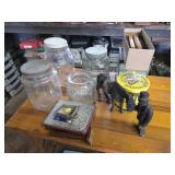 Glass Jars, Saddle Soap, Saddle Brush, Etc.