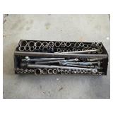Metal Tray w/ Snap On / Craftsman Sockets &