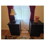 Side Tables w/ Lamp & Pot