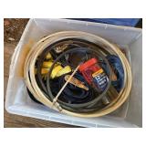 Bin of Ratchet Straps, Bungee Cords, Etc