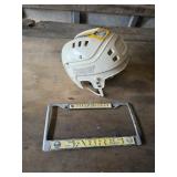 Jr Hockey Helmet & Sabres License Plate Frame
