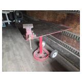 Work Table w/ Vintage Gear/Axle Base & Vise