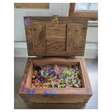Wooden Box of Beads