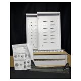 White Metal Adjustable Width Shelf w/ Brackets