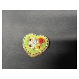 Heart-Shaped Floral Micro-Mosaic Brooch