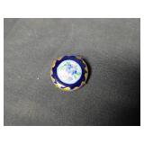 Hand-Painted Floral Enamel and Metal Brooch