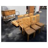 Wooden Dining Table, Chairs(6) and Buffet Set